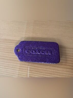 Coach Purple Glitter Leather Hang Tag